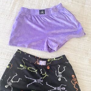 Purple and Black Skeleton Shorts Set/ 2 skeleton black shirts bundle